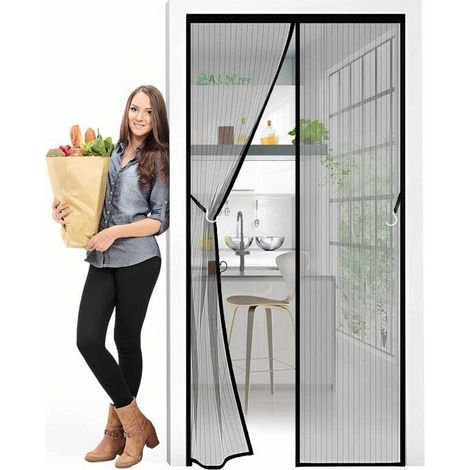 Moustiquaire magnétique pour porte, 80 x 235 cm, en 100 % polyester, avec fixation adhésive sans perçage, idéale pour portes d’entrée et patios (1/5)
