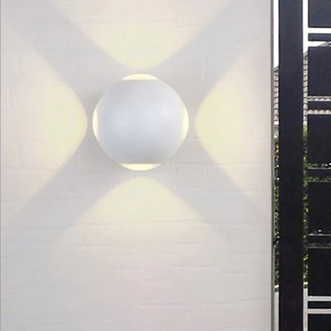 Applique Parete Lampada Sfera Bianca Esterno 4 Led Cob Bianco Freddo 12W FD-21