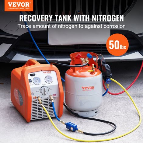 Bouteille de Récupération de Réfrigérant 22,7 kg, Cylindre de Fluide Frigorigène Réutilisable 400 PSI, avec Vanne en Y pour Liquide/Vapeur, pour Stockage de Gaz Réfrigérant pour R22/R134A/R410A