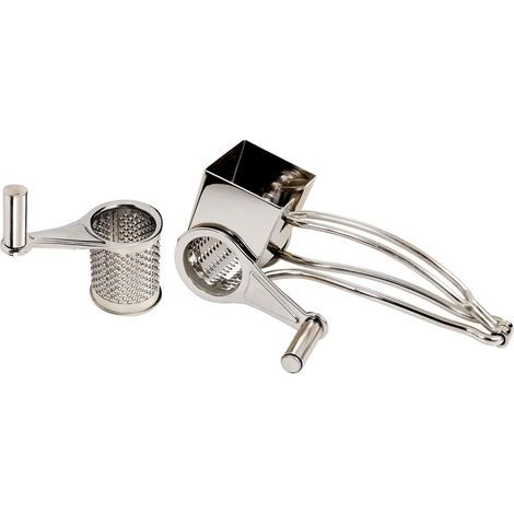 1 - Moulin À Fromage - Râpe Inox - 2 Tambours - Pour Parmesan Et Gruyère - Usage Professionnel - Argent - 25x11,5x10,5cm (1/3)