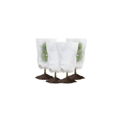 Lot de 4 housses de protection contre le gel - 80 x 100 cm - Avec cordon de serrage pour temps froid hivernal - Tissu antigel pour plantes, jeunes arbres (1/5)