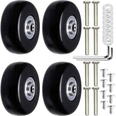 HOXILEELEORoulette Valise, 4Pièces Valise Roues de Rechange Valise Roues Remplacement Roue de Valise Universelle Bagages Essieux et roulette (1/4)