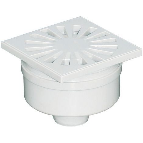 Siphonette 100x100mm sortie verticale Ø40 - Grille ABS (1/2)