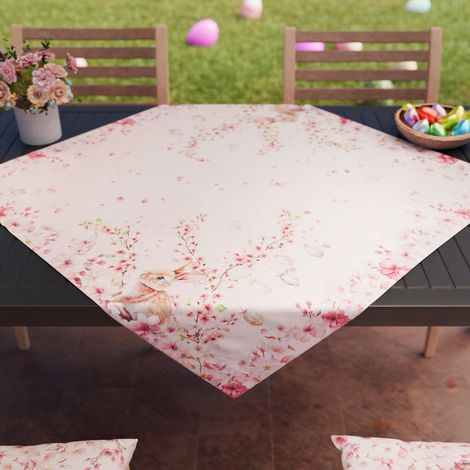 Centre de Table de Pâques 90x90 cm, Tissu en Microfibre Anti-Tache, Élégant et Lavable, Décoration Élégante pour Paques, 100% Fabriqué en Italie (1/2)