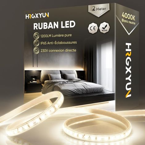 230 V Outdoor LED Strip SMD 2835 IP65 Waterproof Transparent LED Strip 1200LM Without Transformer Flexible Can Be Cut to Size for Bedroom Kitchen Outdoor Decoration 4000 K Neutral White 2 m (1/5)
