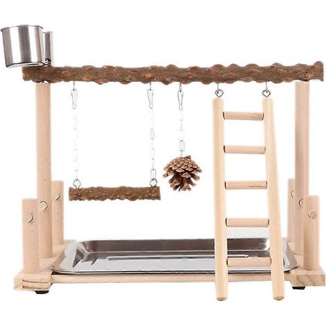 Kletterstange-Set für Vögel, Papageienkäfigspielzeug, Schaukel, Klettergerüst und Kauspielzeug mit Tablett