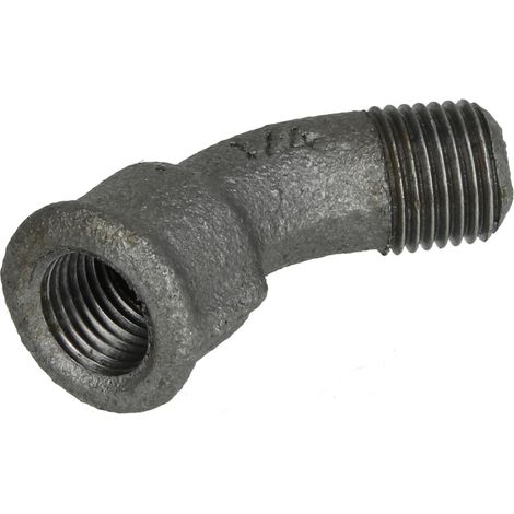 Raccord en fonte malléable noir coude 45° 1/4'' FF/FM