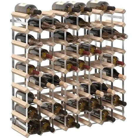 Râtelier à bouteilles, tient 72 bouteilles, design en bois massif, Beige (1/2)