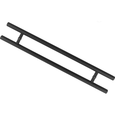 Poignée de porte en verre en acier inoxydable noir, design ergonomique, pour porte intérieure ou extérieure, à tirer ou à pousser. (1/5)