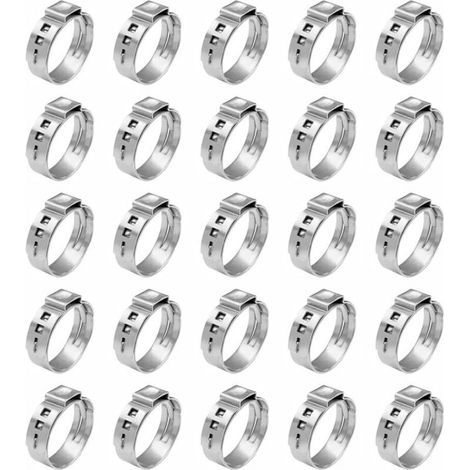 Confezione da 25 fascette stringitubo in acciaio inox per tubi flessibili, cavi, tubi rigidi, linee del carburante (B) (1/5)