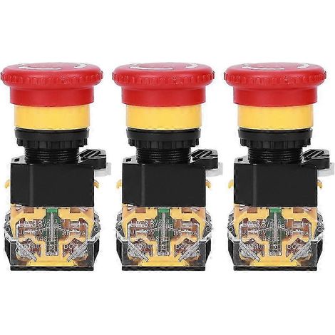 3-teiliger Not-Aus-Taster, 22-mm-Industrie-Drucktaster, technischer Kunststoff, 440 V, 10 A, Maschinenersatzteil, Ein/Aus-Sicherheitsabschaltung (1/3)