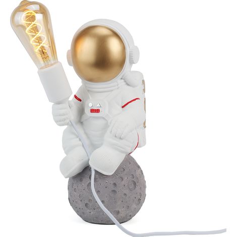 ALPINALUZ  Lámpara de mesa Lámpara de Escritorio  para Niños, Diseño Creativo de Astronauta con Enchufe e Interruptor E27 (1/5)
