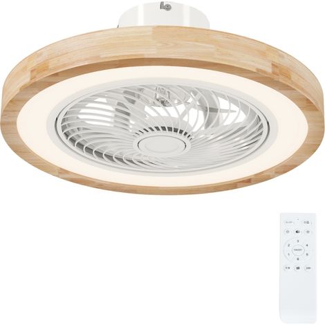 Deckenventilator mit Beleuchtung - LED Deckenventilator - Ventilator Deckenleuchte - Dimmbar RGB 6 Stufen 40W - Natur 50 cm