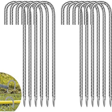 picchetti per tende, picchetti da giardino, picchetti da terra, picchetti per tende in acciaio filettati, chiodi da terra in acciaio da 12 pollici adatti per tende, campeggio, trampolini, teloni, tett