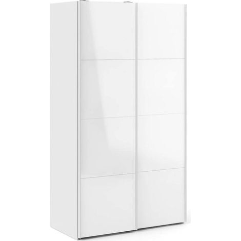 Dmora - Armario 2 puertas Severin, Muebles de dormitorio, Vestidor, Armario de ropa, 122x62 h220 cm, Blanco brillante