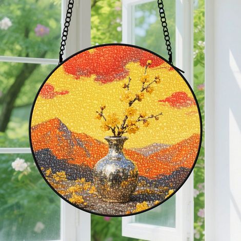 9cm Suspension décorative vitrale pour fenêtre – décoration pour porte, terrasse, jardin et maison, paysage végétal, cadeau d’anniversaire pour amoureux, femmes, hommes, papa, maman, grand-mère (1/5)