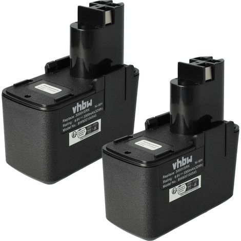 vhbw 2x Batterie compatible avec Bosch PSB 9.6VPS-2, PSB 9.6VES2, PDR 9.6 VE, PSB 9.6VES-2, PSB 9.6 VE-2 outil électrique (3300 mAh, NiMH, 9,6 V)