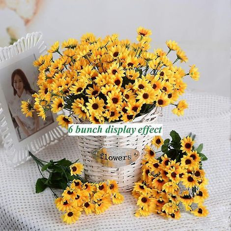 Marguerites artificielles pour bouquets de mariée et demoiselles d'honneur, 7 marguerites en soie, décoration à faire soi-même pour un décor d'automne. (1/5)