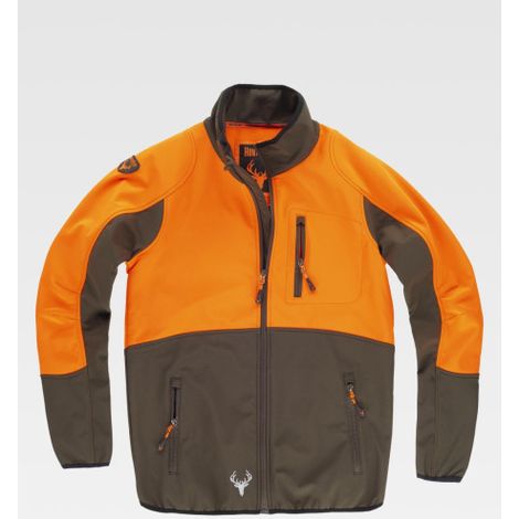 Chaqueta Workshell combinada de manga ranglan WORKTEAM S8634 3XL Naranja flúor / Verde caza (1/2)