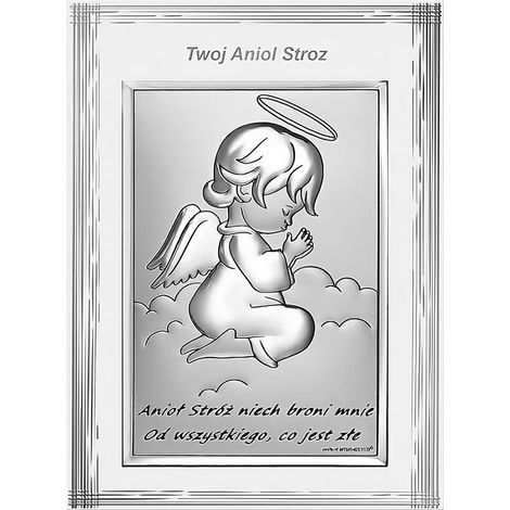 Imagen plateada de un ángel - Tu ángel de la guarda - un regalo para un bautizo 6667SF 9 x 12 cm (1/5)