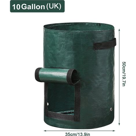(10 gallons - Royaume-Uni - 35 x 50 cm) Sacs de culture pour plantes, en polyéthylène, avec poignée, pour légumes, pommes de terre et oignons, pour jardin extérieur (1/4)