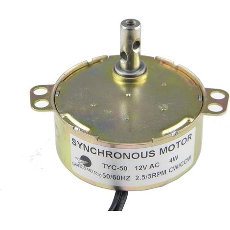 TYC-50 Synchronous Gear Motor 12V AC 2.5-3RPM 4W Full Shaft CW/CCW Small Electric Motor for Fan, School Project Torque 9.5kgf.cm (1/5)