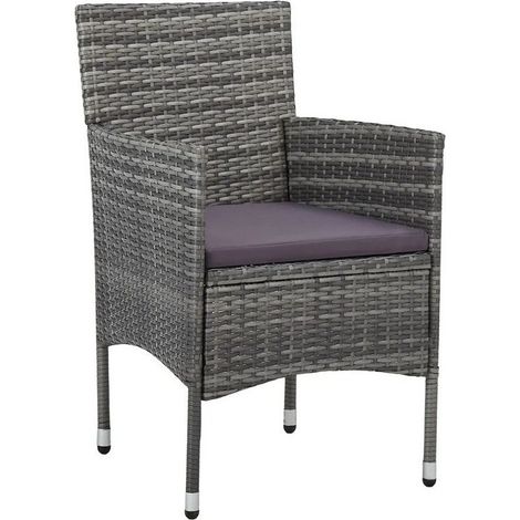 Chaise de jardin tissu et résine tressée grise Fatis - Lot de 2 (1/3)