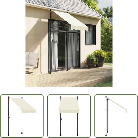 Terrassenmarkise -  Markise Einziehbar Creme 100x150 cm Stoff und Stahl (1/5)