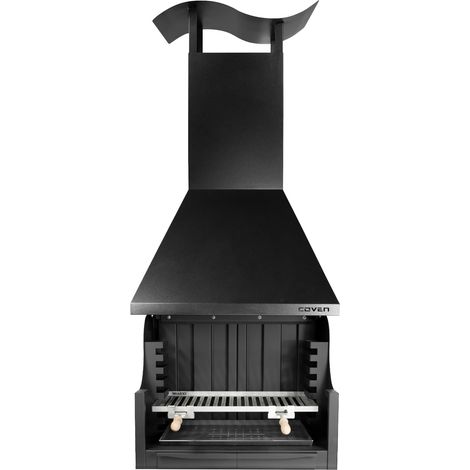 MF - Barbecue à bois et charbon style argentin pour jardin modèle Coven noir