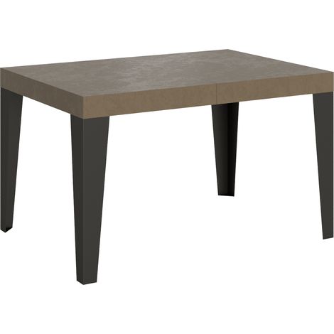 Table extensible 140/224x80cm Flame gris tourterelle avec pieds anthracite