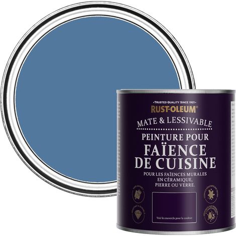Peinture Bleue Résistante à l'eau pour Faïence de Cuisine, Finition Mate - Soie Bleue 750ml (1/5)