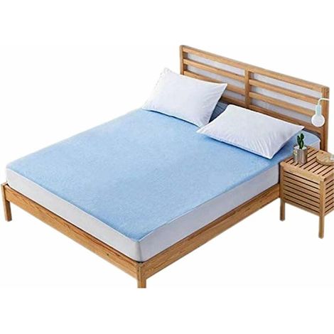 royaluxe - Drap Housse en Coton 90×200 Protection (taie d'oreiller non incluse) Bleu (1/5)