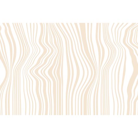 Papier peint panoramique beige & blanc chambre adulte | Tapisserie panoramique lignes ondulées pour couloir | Papier peint panoramique moderne salon - 267 x 400 cm (4 pièces) (1/3)