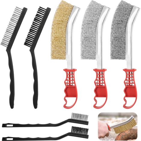7 Pieces Brosse Metallique, Brosses Métalliques en Acier Inoxydable, Laiton, Carbone, Nylon, Brosse Nettoyage pour Nettoyage de Soudure Slag Décapage Rouille Contre Poussière, Brosse Metallique a Main (1/5)