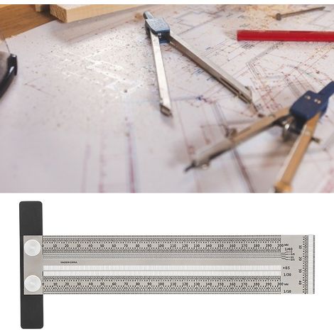 Équerre de traçage 200mm en acier allié pour menuiserie, outil de mesure et marquage, règle à dessiner pour bois, précision professionnelle (1/5)