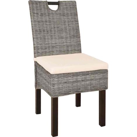 vidaXL Esszimmerstühle Set von 4 Kubu-Rattan Mangoholz