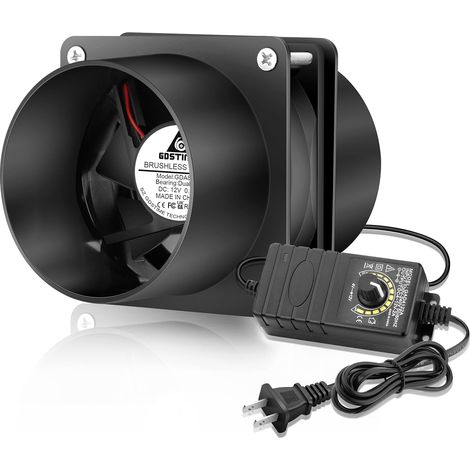 Ventilateur Axial 80mm 12V DC Ventilateur de Conduit 80mm x 25mm 12V à Roulement à Billes 4500 tr/min Avec régulateur de vitesse pour PC (1/5)