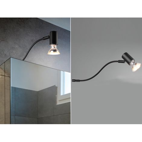 LED Badezimmerlampe in Schwarz für Spiegelschrank mit schwenkbarem Spot (1/5)