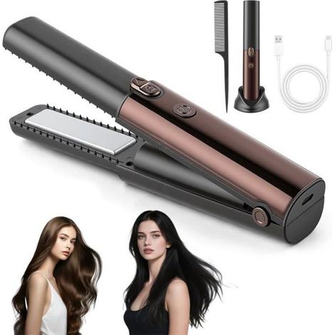 1 Lisseur Et Boucleur Sans Fil,Écran LCD,7 Températures,Revêtement Céramique,Rechargeable USB,Voyage (1/5)