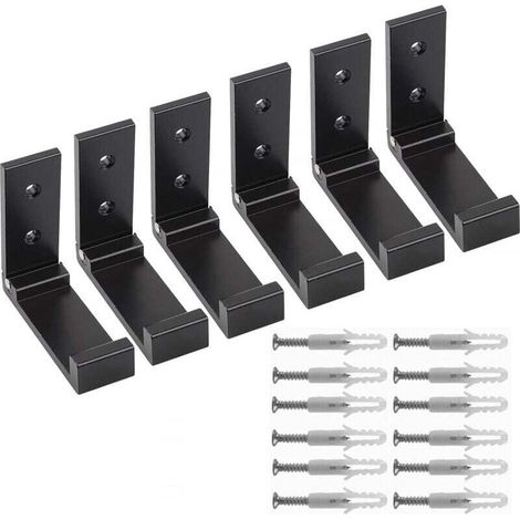 6 Pièces Crochet Pliant, Crochets Muraux Pliables en Aluminium,patere porte manteau,porte casque, pour Casque Audio, Manteau, Cuisine, Salle de Bains, Chambre à Coucher (Noir)