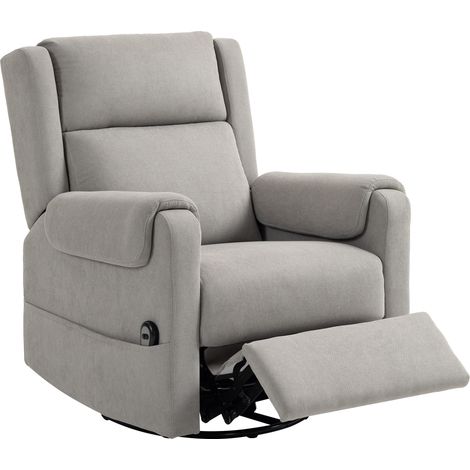 HOMCOM sillón relax reclinable eléctrico, sillón reclinable giratorio y basculante con reposapiés ajustable, mando a distancia, gris claro
