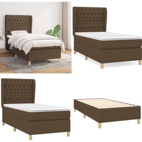 Boxspringbett mit Matratze Dunkelbraun 100x200 cm Stoff - Boxspringbett - Doppelbett - Bettenrahmen - Lattenrost - Matratze - Home & Living (1/5)