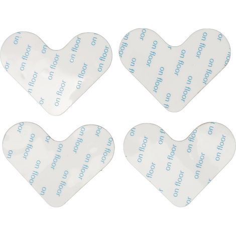 Lot de 4 bandes adhésives double face lavables pour tapis, forme cœur antidérapante, ultra-minces et réutilisables, couleur blanche. (1/5)