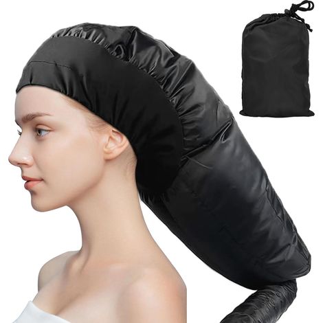 Haartrocknerhaube – 1 Stück – 210T Nylon – Verstellbar und tragbar – Für Haartrockner zu Hause – Schwarz (1/5)