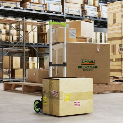 Chariot de transport léger pliable à structure aluminium, équipé d’une poignée télescopique ajustable en hauteur à 100 cm, gain de place pour courses, déménagement et stockage (1/5)