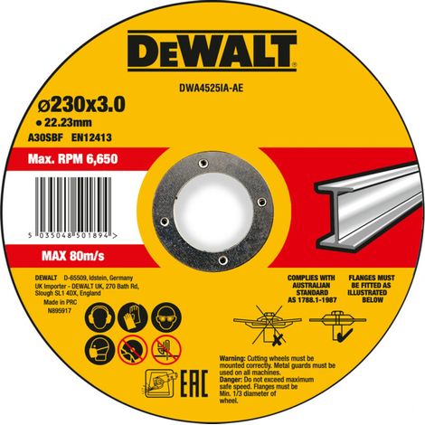 Disque à tronçonner DEWALT haute performance 230x3x22,23mm métal type 42 (déporté) DWA4525IA-AE