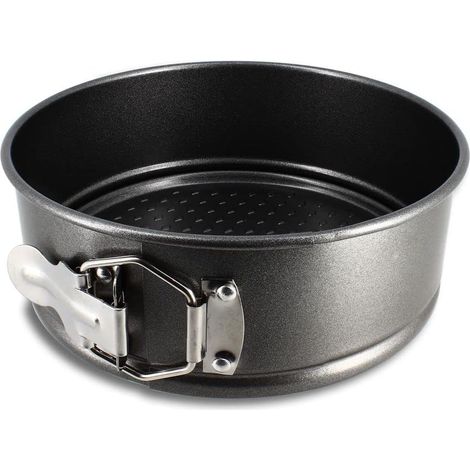 1 Moule à charnière 18cm, Acier carbone antiadhésif noir, Fond amovible, Cuisson four gâteau rond (1/5)