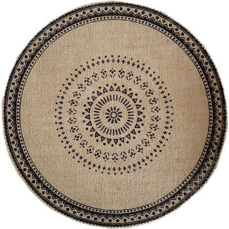 Napperon Rond Tissé à Franges De Jute 38 Cm Tapis De Table Imprimé Naturel Tapis De Table De Cuisine Antidérapant Résistant à La Chaleur Coussin De Protection De l'environnement (1/5)