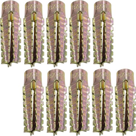 Beijiyi – Lot de 10 chevilles à expansion en métal M8x38mm – Fixation béton, carreaux de plâtre – Résistance élevée, sans pré-perçage