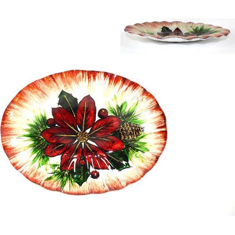 Piatto sottopiatti centro tavola di natale rosso decorazioni addobbi natalizi casa decoro fiore idea regalo (1/5)